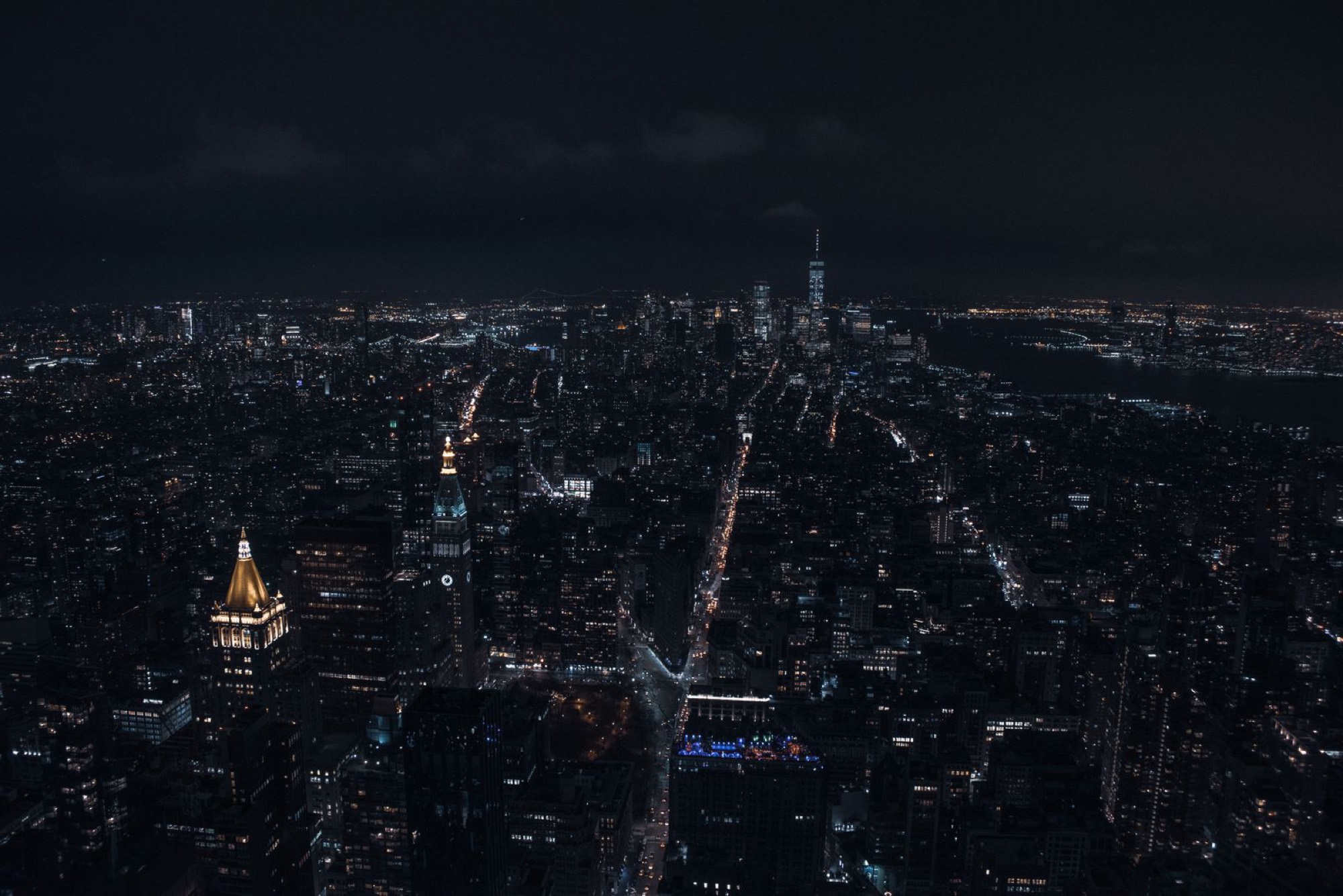 A city at night seen from above